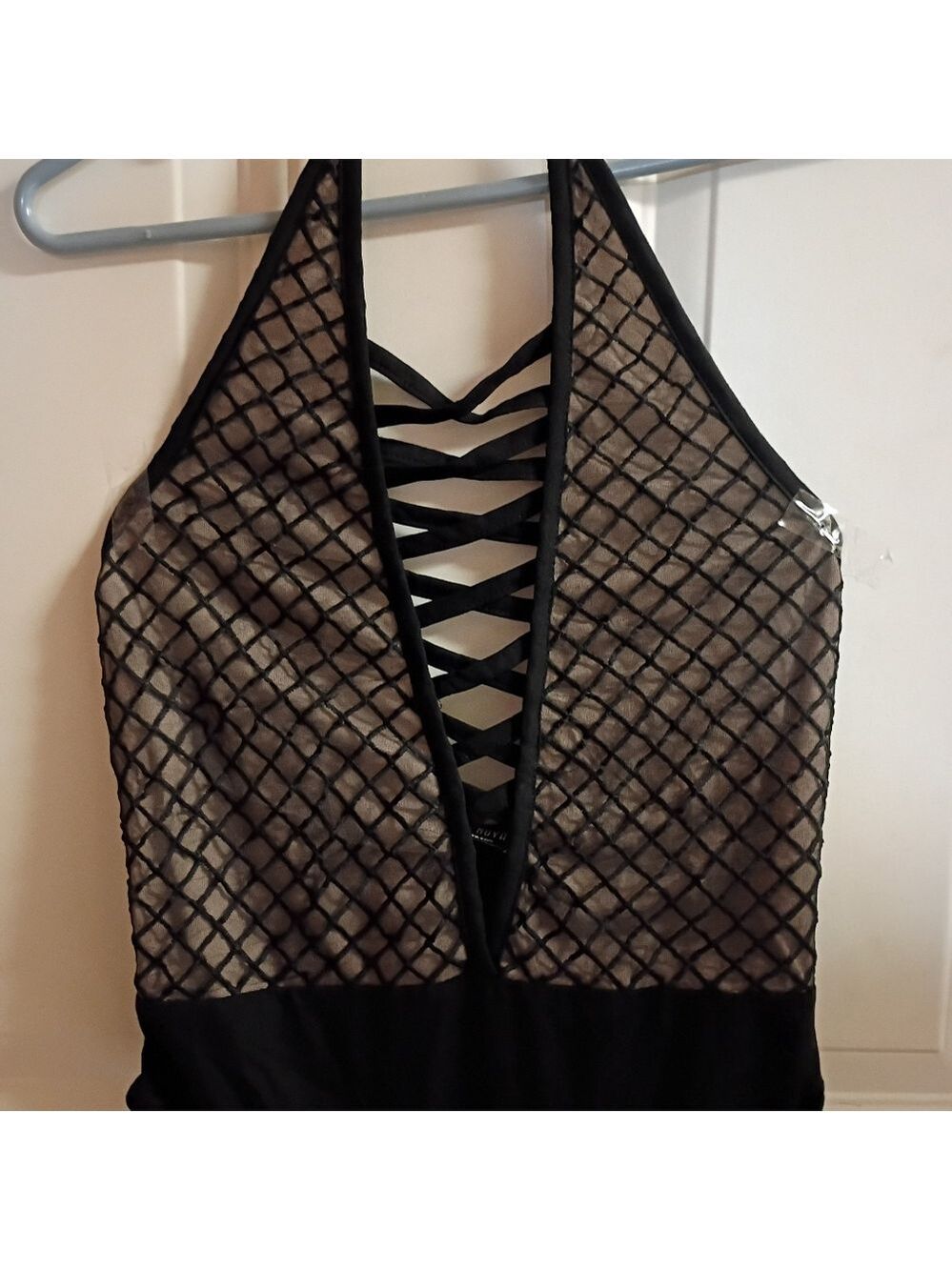 2/$10 Vintage Fashion Nova Black And Beige Bodysuit Medium - Picture 2 of 12
